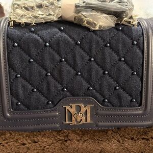 Badgley Mischka Navy Blue Quilted Crossbody Handbag NWT